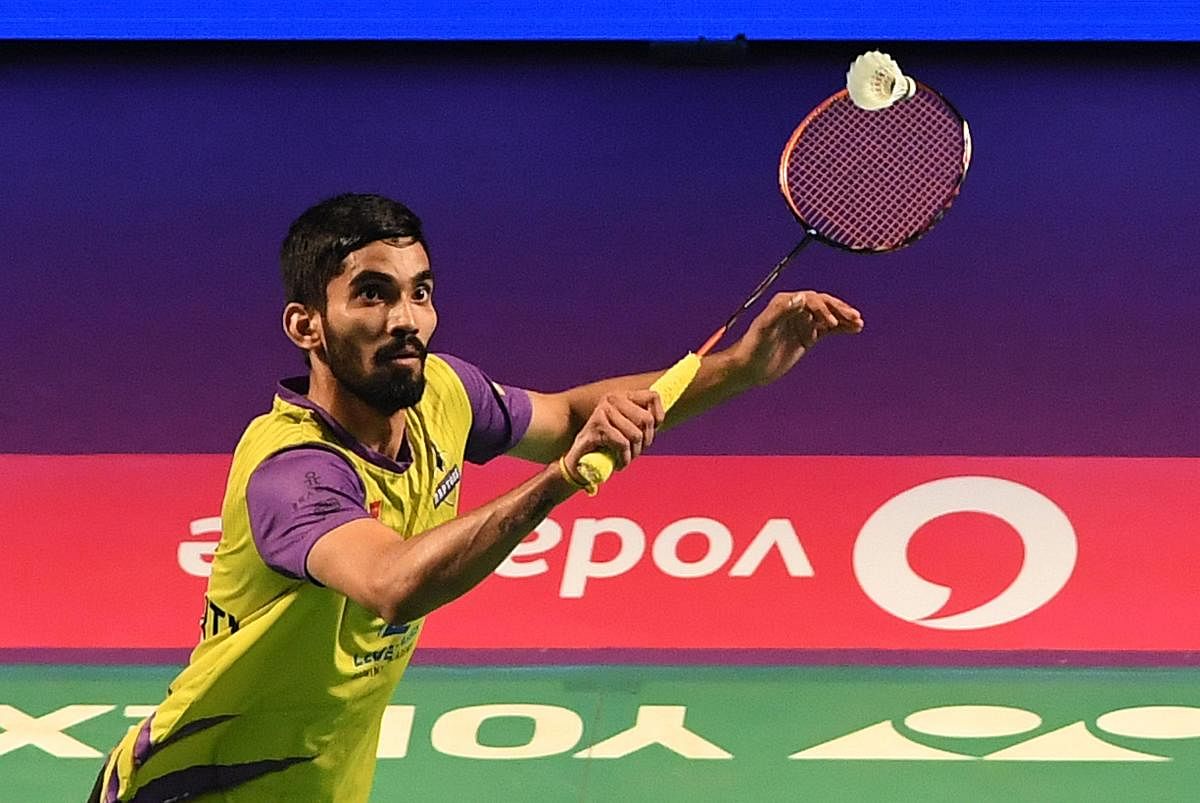 Bengaluru’s Kidambi Srikanth in action against Wan Ho Son of Warriors on Friday. DH Photo/ Srikanta Sharma R