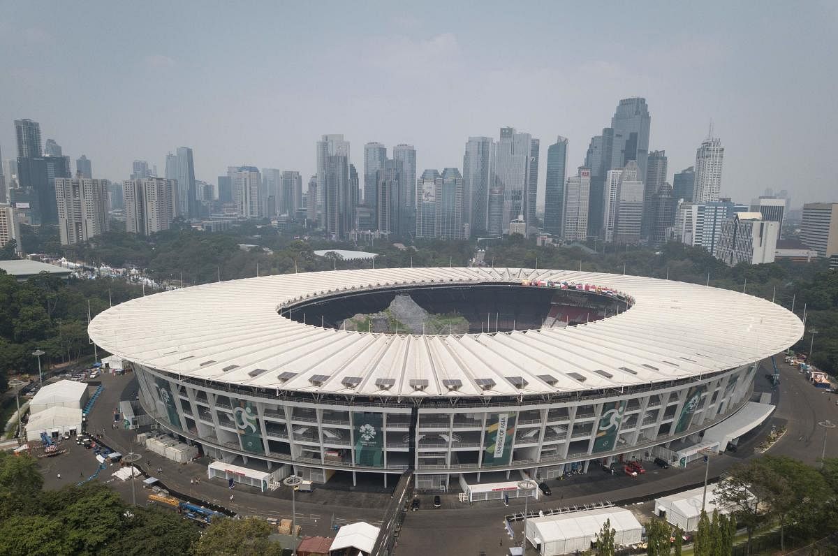 An aerial view of the Gelora Bung Karno Stadium, the main venue of the Asian Games, in Jakarta. AFP