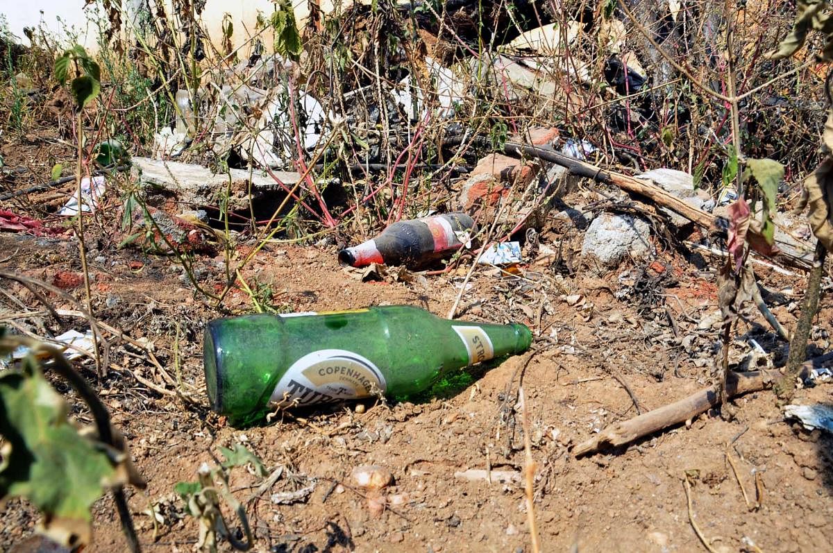 Bottles thrown on the premises of the old prison in Chikkamagaluru.