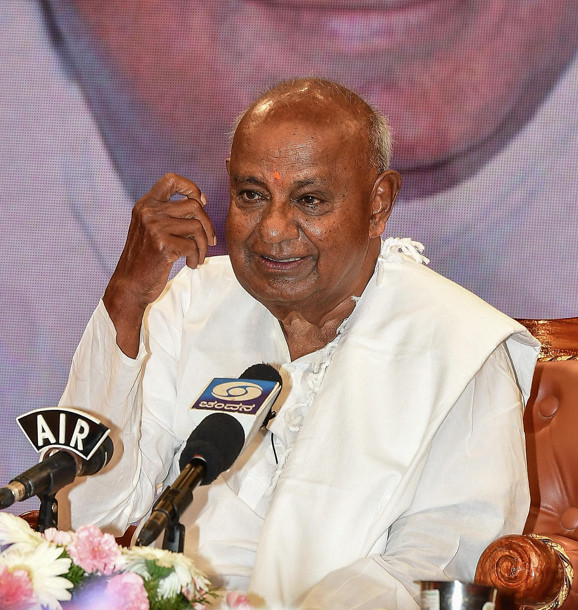 "It is not in anybody's hands, including the media. However much you cry hoarse, nothing will happen because it is in the hands of God. When a party (JDS) of 38 MLAs gets the blessings of a national party (Congress), it is all the wish of God," Gowda said
