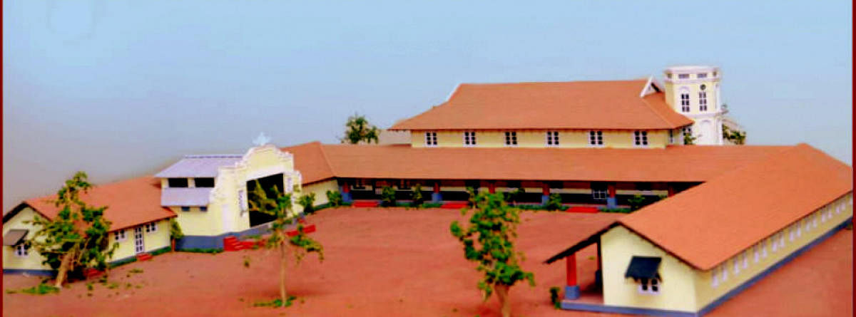 An image of the old building of Besant school in Kodialbail, Mangaluru.