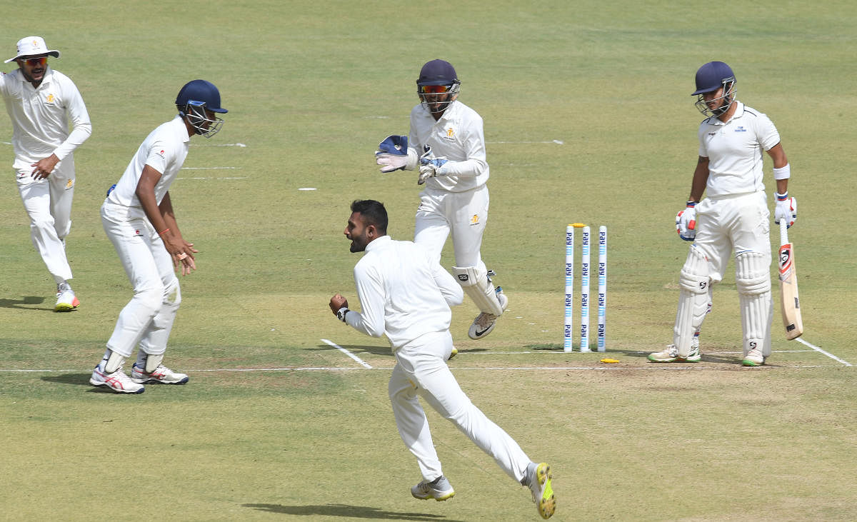 Shreyas Gopal (3/52) and K Gowtham (4/54) made sure the target remained below 200 for Karnataka. (DH Photo)