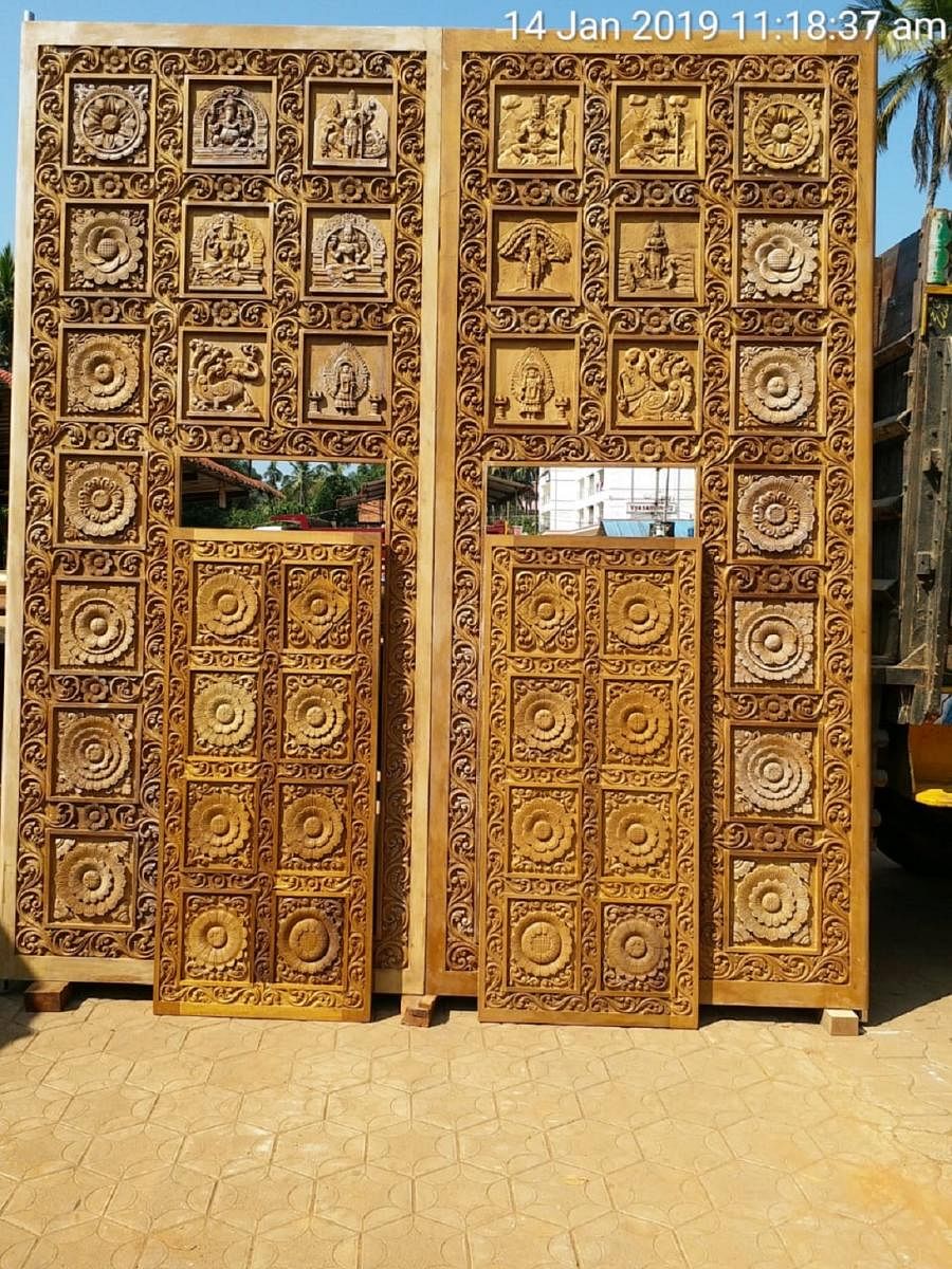 The doors donated to Bhagandeshwara temple in Bhagamandala.