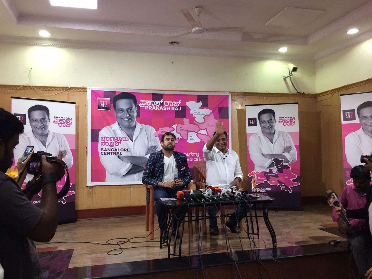 Prakash Raj during the press conference in Bengaluru on Friday. (DH Photo)