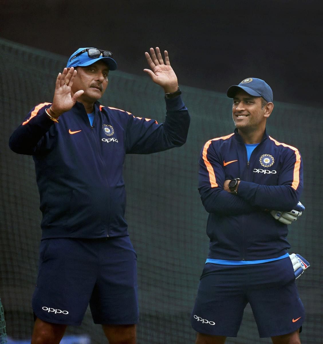 Ravi Shastri (left) with M S Dhoni. File photo