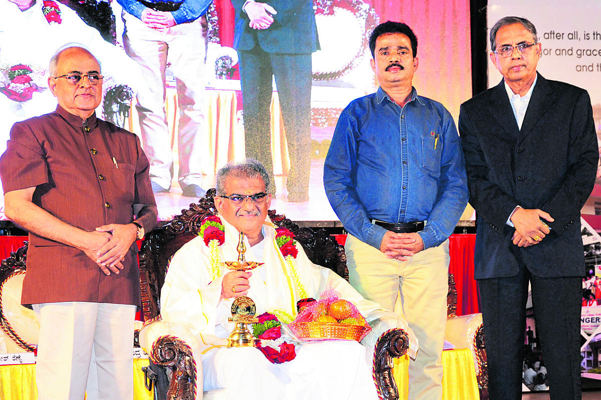 Sri Kshetra Dharmasthala Dharmadhikari Dr D Veerendra Heggade was felicitated during the Besant Centenary celebrations organised by Women’s National Education Society (WNES) at T M A Pai International Convention Centre in Mangaluru on Friday.