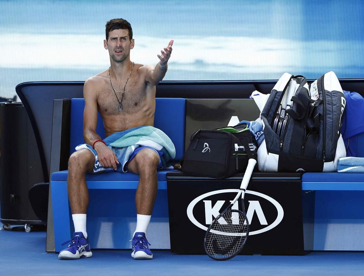 Serbia's Novak Djokovic was irritated with the floodlights at the Rod Laver Arena. Reuters 