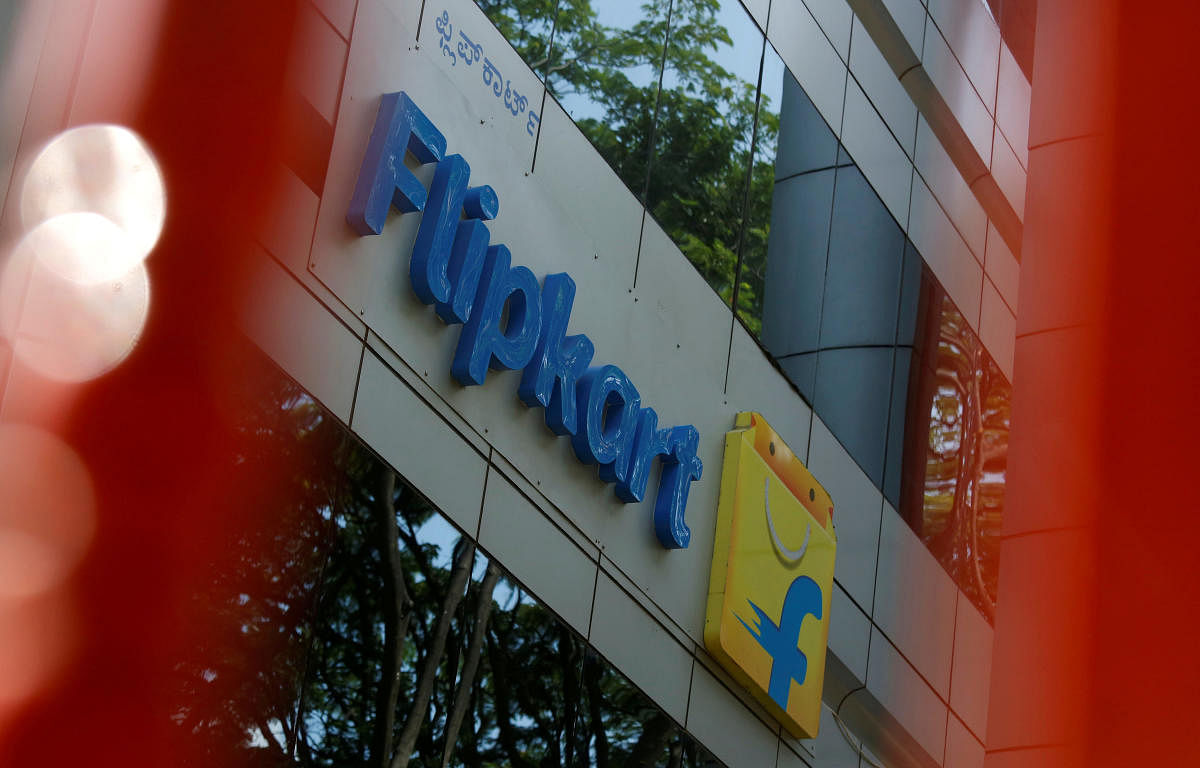 FILE PHOTO: The logo of India's e-commerce firm Flipkart is seen on the company's office in Bengaluru, India April 12, 2018. REUTERS/Abhishek N. Chinnappa/File Photo