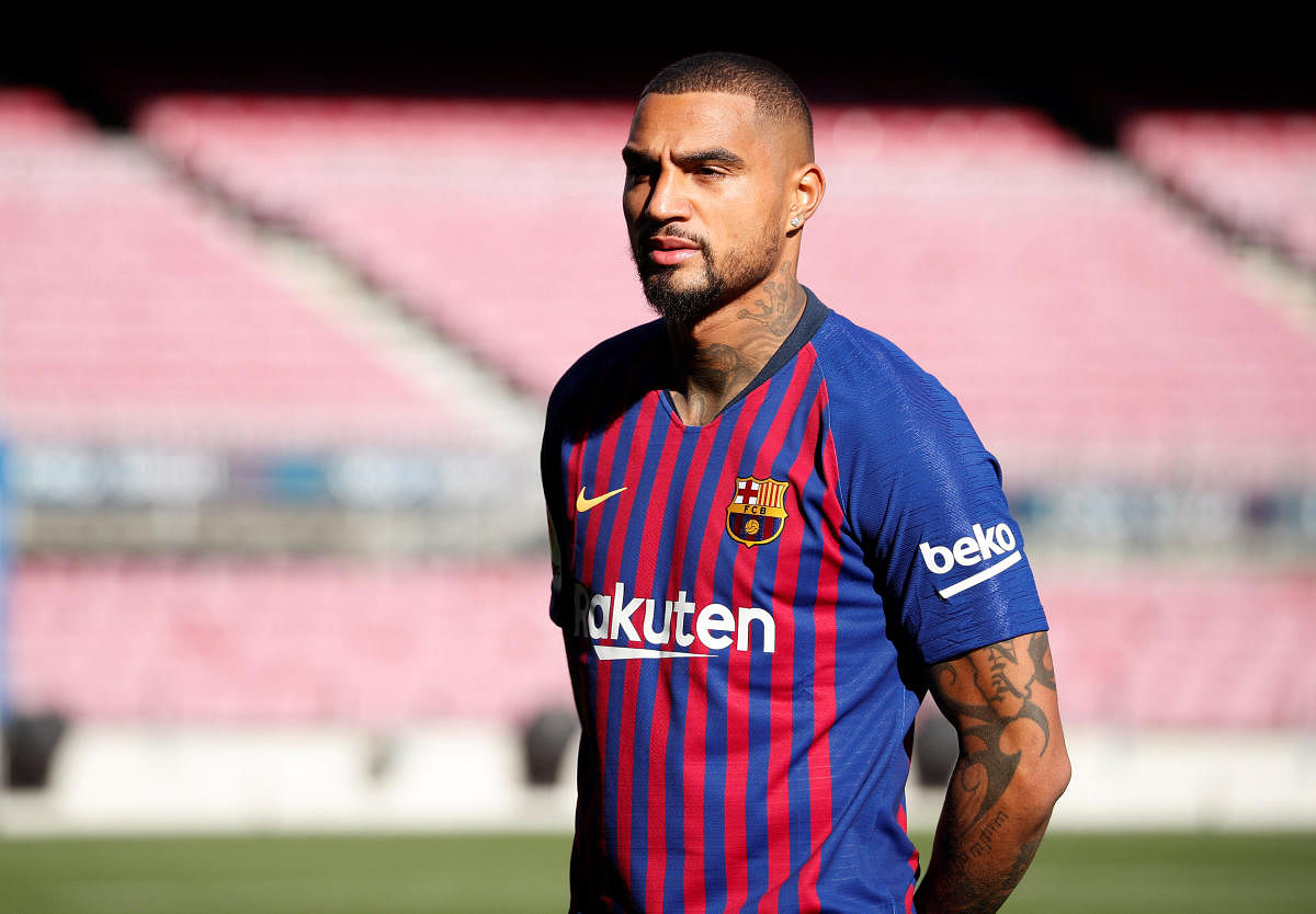 FC Barcelona presents new signing Kevin-Prince Boateng. Reuters photo
