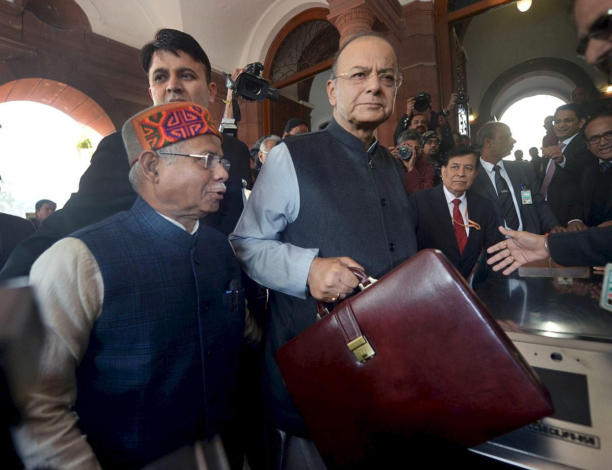 Union Minister for Finance Arun Jaitley arrives at Parliament House to present the Union Budget 2018-19, in New Delhi. (PTI File Photo)
