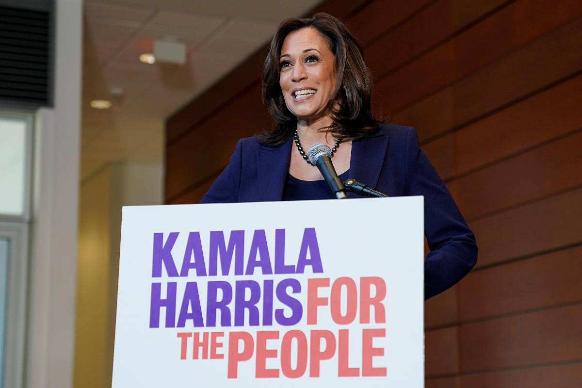 Senator Kamala Harris (D-CA) speaks to the media after announcing she will run for president of the United States at Howard University in Washington, U.S., January 21, 2019. REUTERS