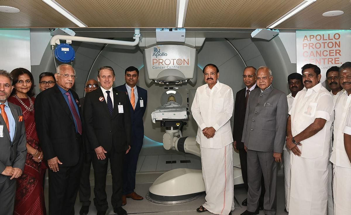 Vice President M Venkaiah Naidu at the Apollo’s Proton Cancer Centre, in Chennai. PTI photo