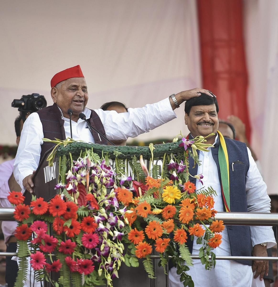 Samajwadi Party founder Mulayam Singh Yadav and Shivpal Singh Yadav. PTI