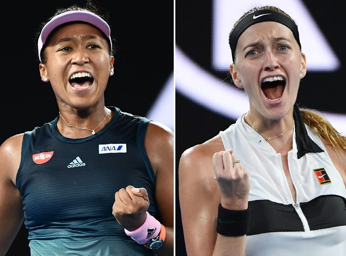 Naomi Osaka (left) and Petra Kvitova. AFP