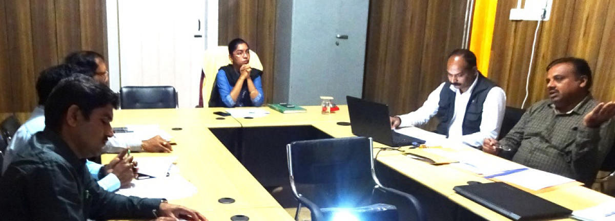 Zilla Panchayat CEO and In-charge Deputy Commissioner K Lakshmi Priya chairs a meeting on the preventive measures against the outbreak of Kyasanuru Forest Disease (KFD).