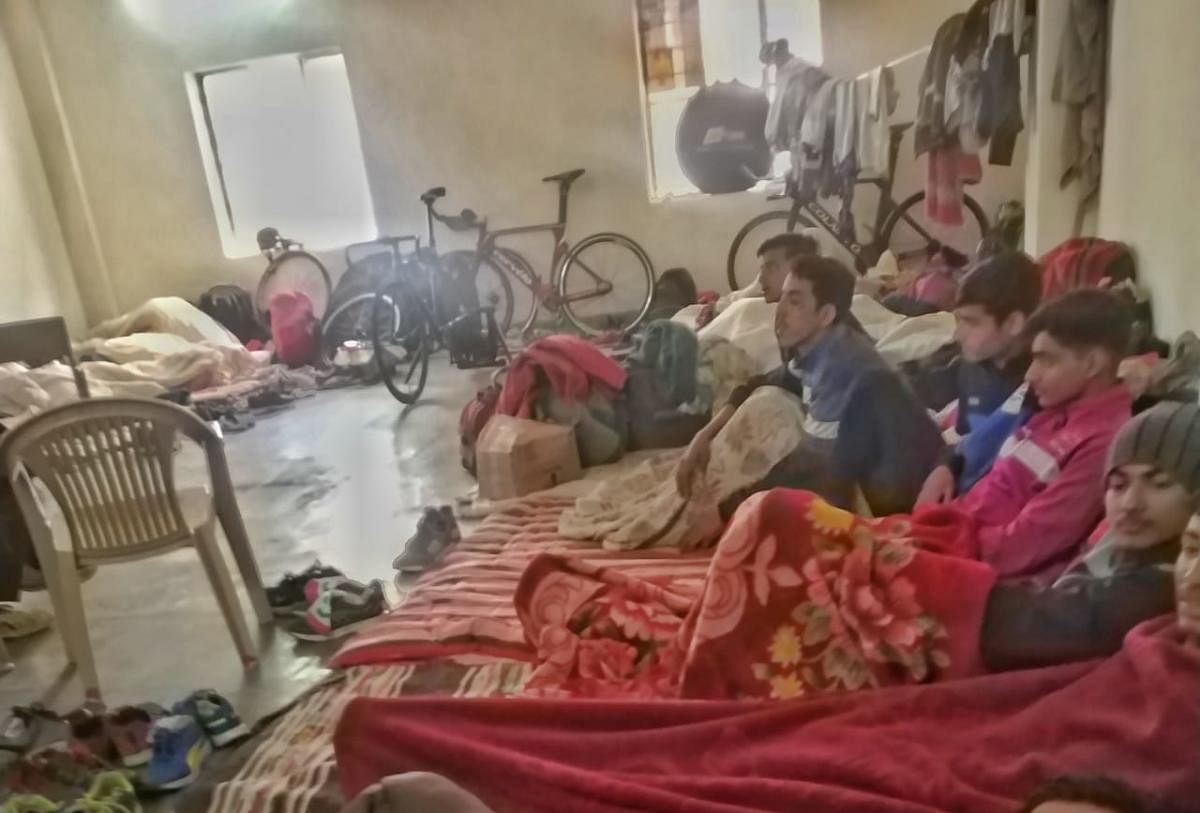 The entire Rajasthan men's team comprising 30 players have been put up in a hall, and have been made to sleep on the floor, in Jaipur. PHOTO/ Suman Sarkar