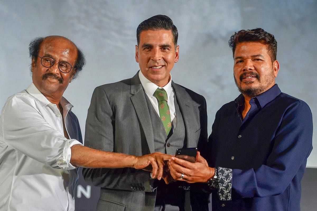 A file photo of Tamil superstar Rajinikanth, Bollywood Actor Akshay Kumar and Director Shankar at the trailer launch of "2.0" in Chennai. (PTI)