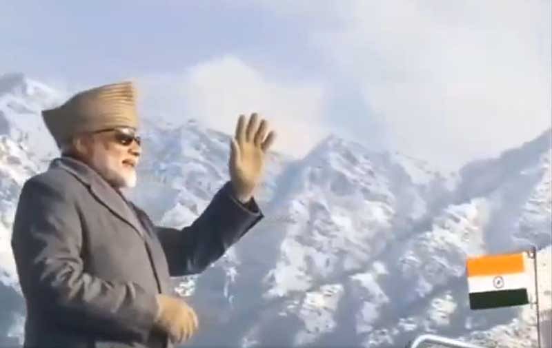 Screenshot of the video, in which Modi is seen waving during his Dal Lake tour.
