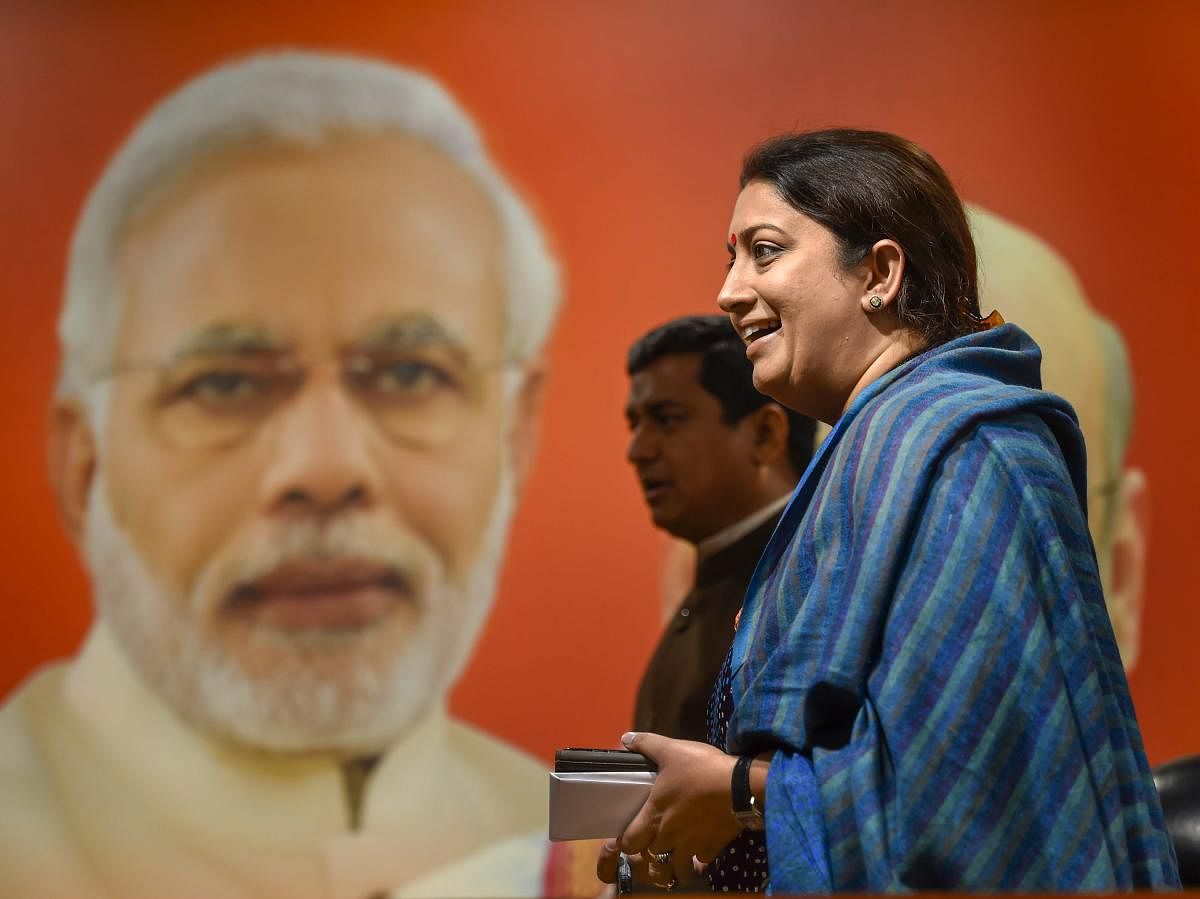 Union minister and BJP leader Smriti Irani at a press conference at the party office in New Delhi, Tuesday, February 5, 2019. PTI