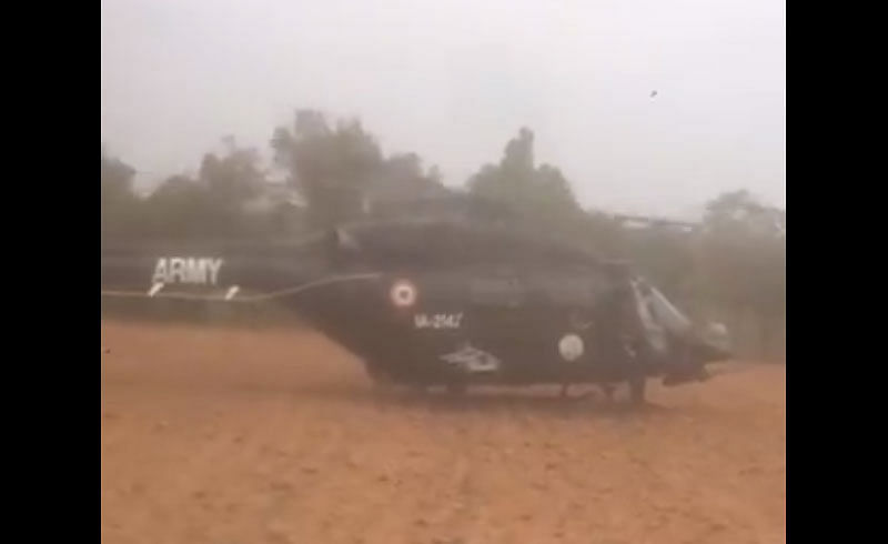 The chopper made the landing at about 1.15 pm. Initial reports say the pilot was safe and there were no damages to the chopper as well. The Talaghattapura police have rushed to the spot. (Screengrab. Courtesy: Twitter/@NewsNationTV)