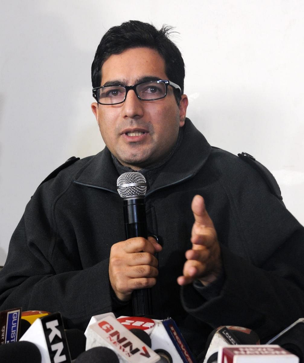 IAS officer Shah Faesal addresses the press after announcing his resignation, in Srinagar, on January 11, 2019, to protest the "unabated" killings in Kashmir. PTI