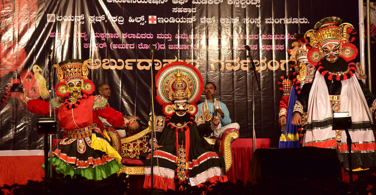 Doctors and amateur Yakshagana artistes presented an Yakshagana, in Mangaluru on Sunday.