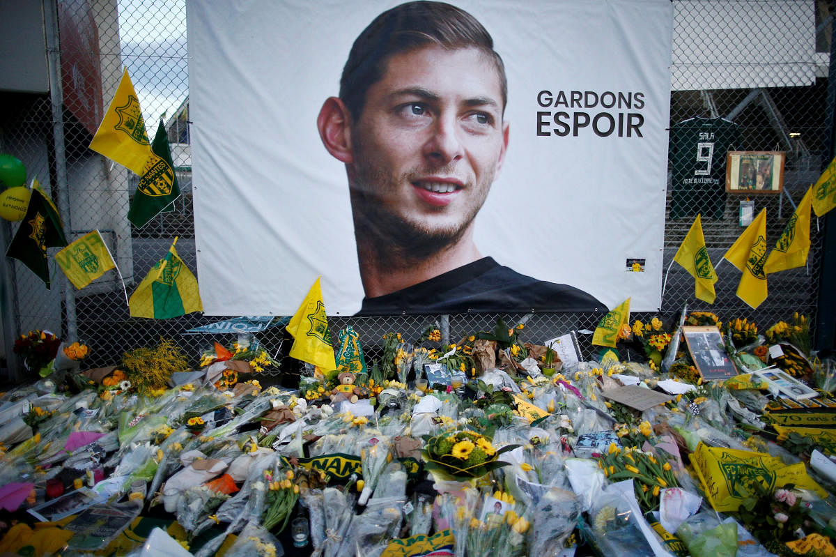 Tributes left for Emiliano Sala. Reuters file photo.