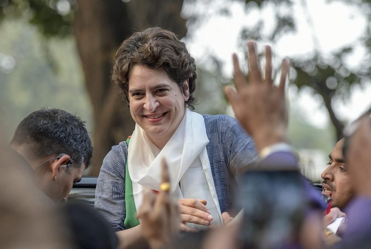 Congress General Secretary Priyanka Gandhi Vadra leaves after visiting her office for the first time following her appointment to the party post, at AICC headquarters in New Delhi on February 6, 2019. PTI