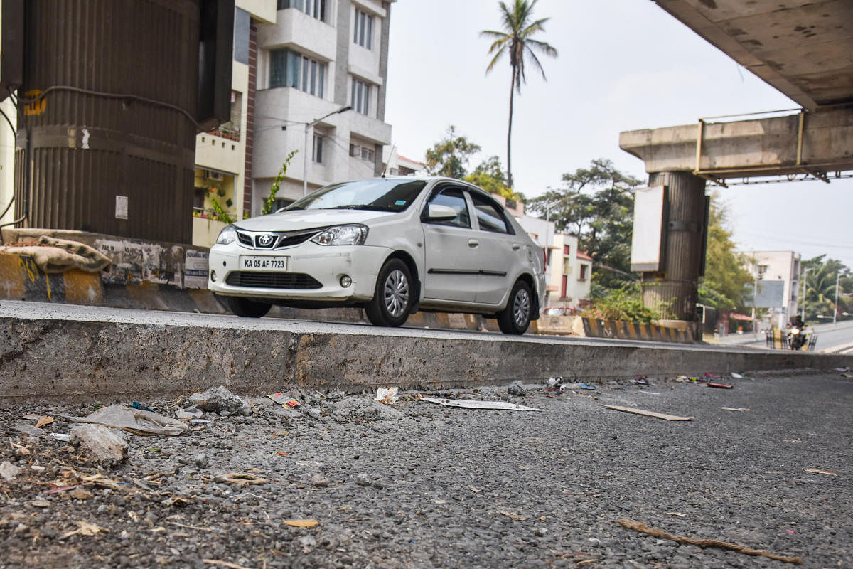The ongoing white-topping of the Vanivilas Road in Basavanagudi is posing a danger to motorists. The main concern is the height of the road, which, at the moment, is considerably higher than that of the footpath.