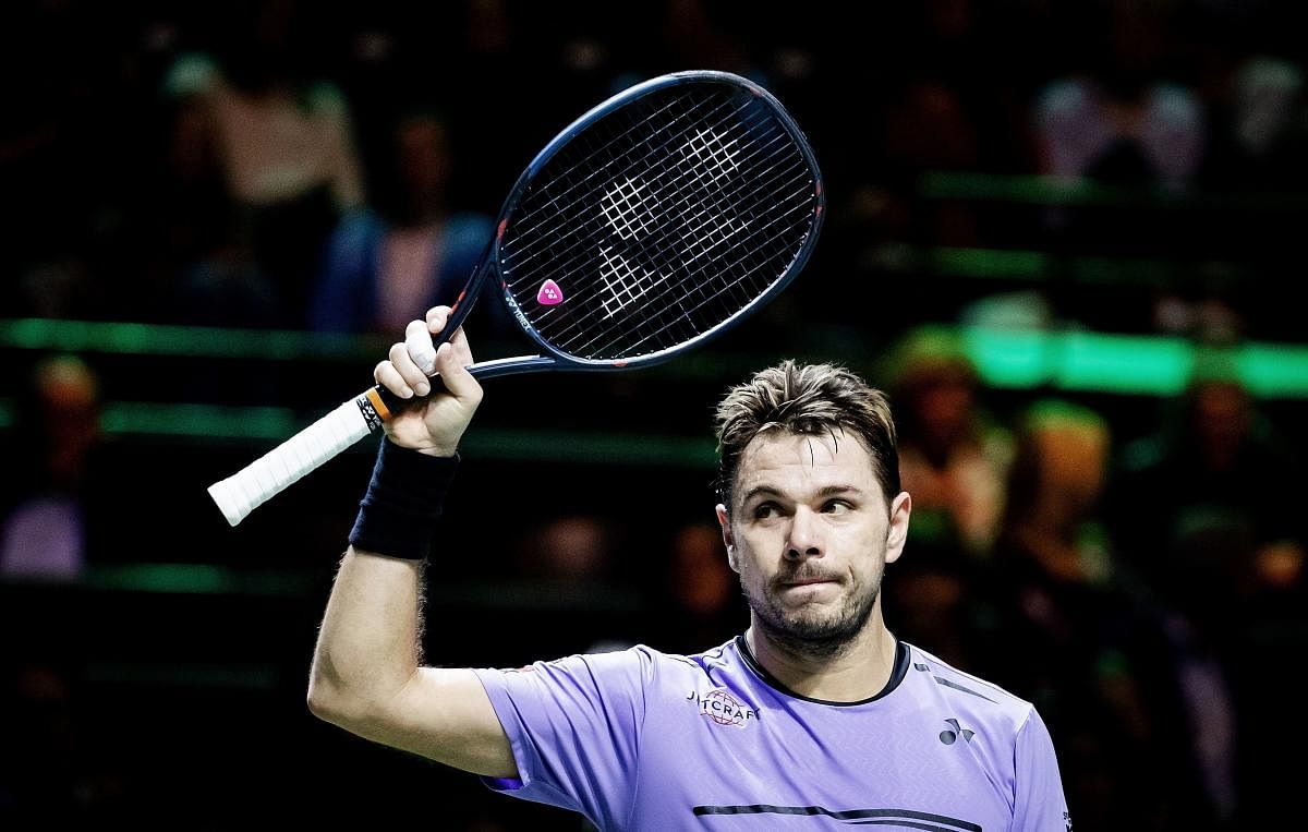 Switzerland's Stanislas Wawrinka celebrates his win over France's Benoit Paire in the first round of the Rotterdam Open. AFP 