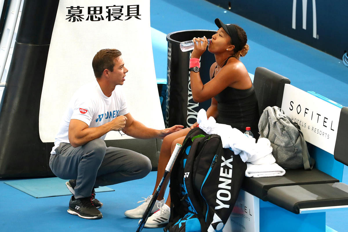 Naomi Osaka with coach Sascha Bajin. REUTERS