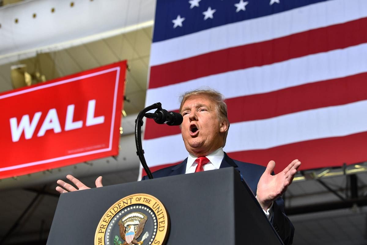 US President Donald Trump speaks during a rally in El Paso, Texas on February 11, 2019. (AFP Photo)