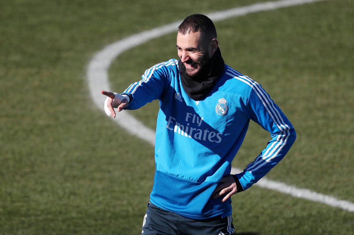 Real Madrid's Karim Benzema, who has had a good run of form of late, will be hoping to strike it rich against Atletico Madrid on Saturday. REUTERS