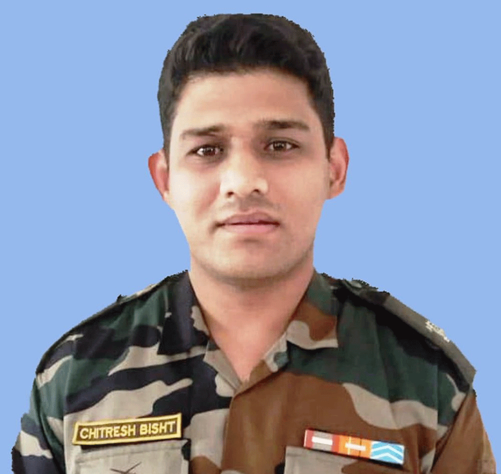 Major Chitresh Bisht, who was killed while defusing a landmine along the LoC in Rajouri district of Jammu and Kashmir on Saturday, was all set to get married next month. Picture courtesy Twitter