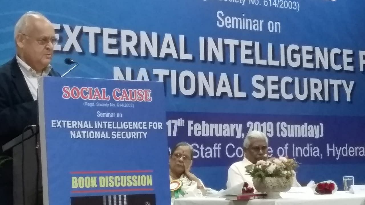 Former Raw Chief Vikram Sood speaking at a Seminar in Hyderabad on Sunday