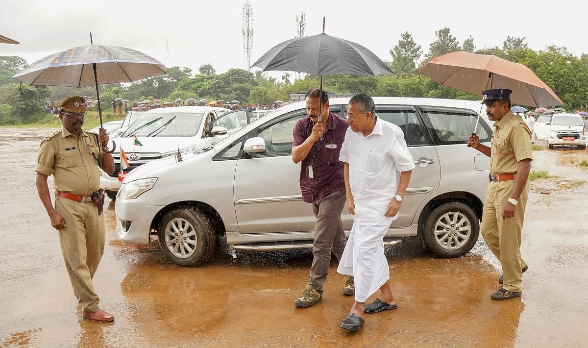 Kerala Chief Minister Pinarayi Vijayan in Wayanad on Saturday. PTI
