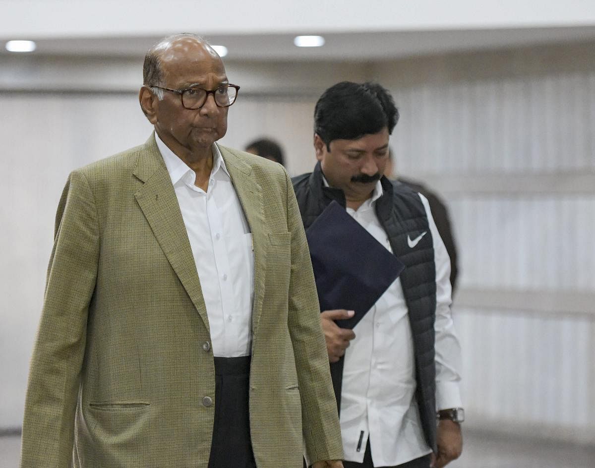 Nationalist Congress Party (NCP) chief Sharad Pawar arrives for an all-party meeting on the Pulwama terror attack at Parliament House, in New Delhi February 16, 2019. PTI