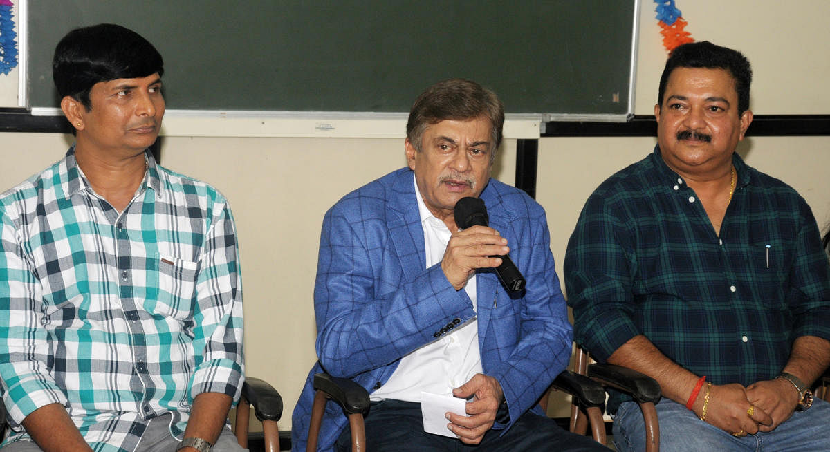 Actor Ananth Nag speaks to mediapersons in Mangaluru.