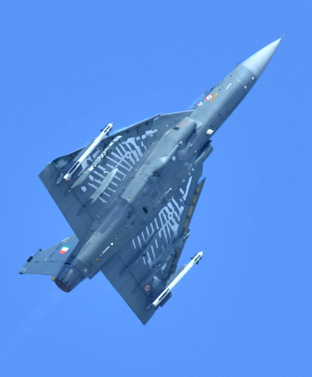 Tejas aircraft flays during the inauguration of Aero India 2019 at Yelahanka Airbase in Bengaluru on Wednesday 20th February 2019. Photo by Janardhan B K