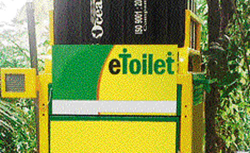e-toilets are steel structures with automated cleaning and flushing mechanisms.