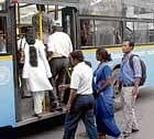 New initiative: Passengers boarding a bus at Shivajinagar bus stand on the occasion of Bus Day in Bangalore on Wednesday. DH Photo
