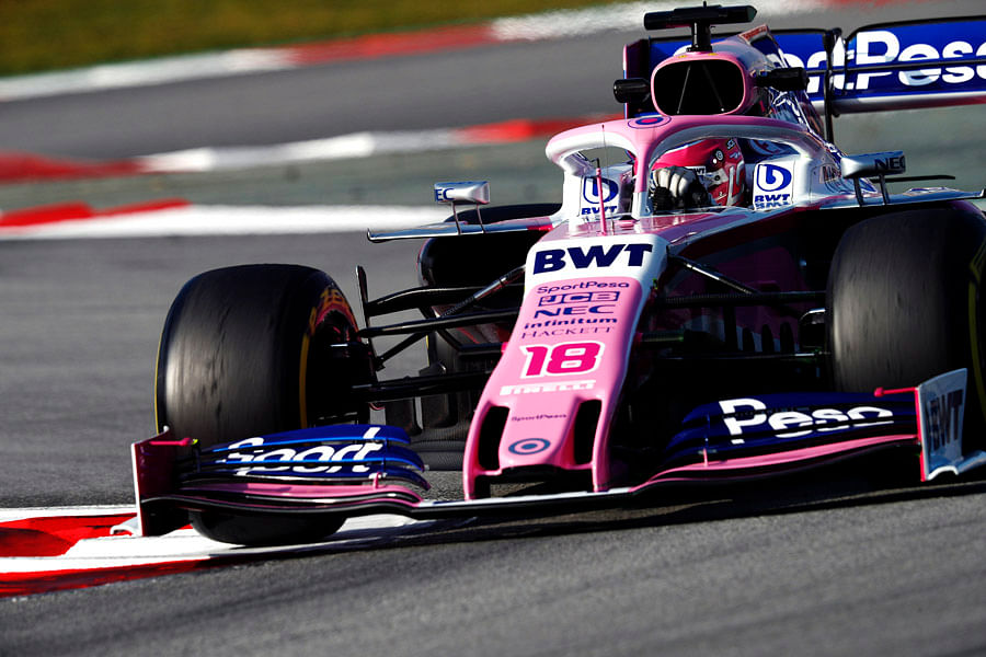 Lance Stroll in action during the testing session in Barcelona. Picture credit: Racing Point F1 Team