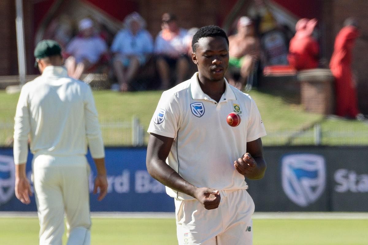 South Africa’s Kagiso Rabada claimed four wickets to restrict Sri Lanka’s first innings to 154 all out. AFP 