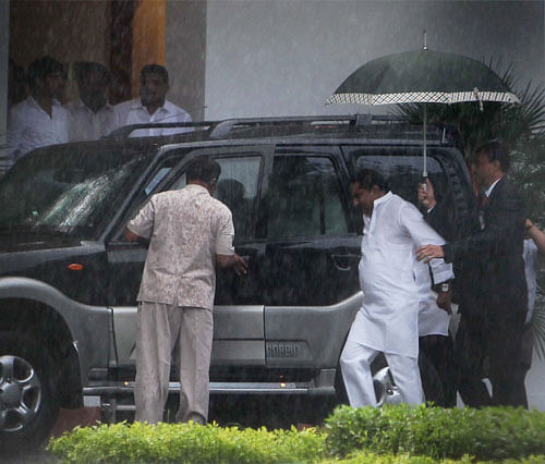 Andhra Pradesh Chief Minister N Kiran Kumar Reddy leaves after Congress Core Committee meeting on Telangana issue at 7RCR in New Delhi on Friday. PTI Photo