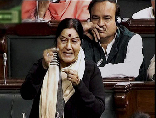 Sushma Swaraj said that till Tuesday morning the UPA government only wanted to move the motion for discussion on legislation and put the blame on the BJP for not helping to get it passed. PTI Image