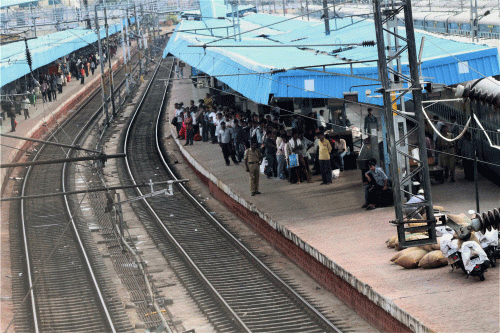 Passengers affected by cancellation of trains in the wake of a Telangana protest. PTI file Photo