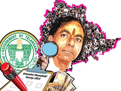 A face-off between the Centre and the Telangana government seems to be imminent as the Home Ministry may intervene in the Intensive Household Survey to ascertain the details of 84 lakh families in the state. DH illustration