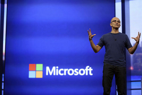 Microsoft Chief Executive Officer (CEO) Satya Nadella Monday addressed the employees at the company's India Development Centre (IDC) here. Reuters photo