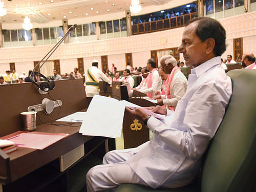 The opposition TDP members were suspended for the entire budget session of the Telangana Legislative Assembly today for showing disrespect to the national anthem.  PTI file photo