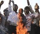 Student burn an effigy of Home Minister P. Chidambaram during a protest against the delay in the formation of a separate Telangana State, in Hyderabad on Friday. AP